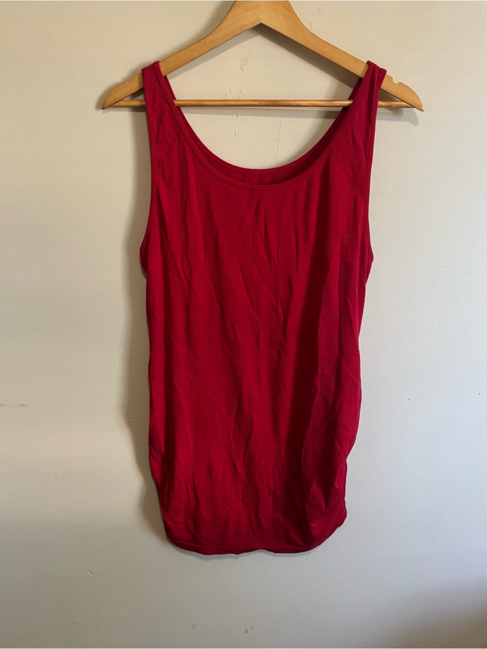 Old Navy Maternity Red Ribbed Ruched Fitted Tank Top XL